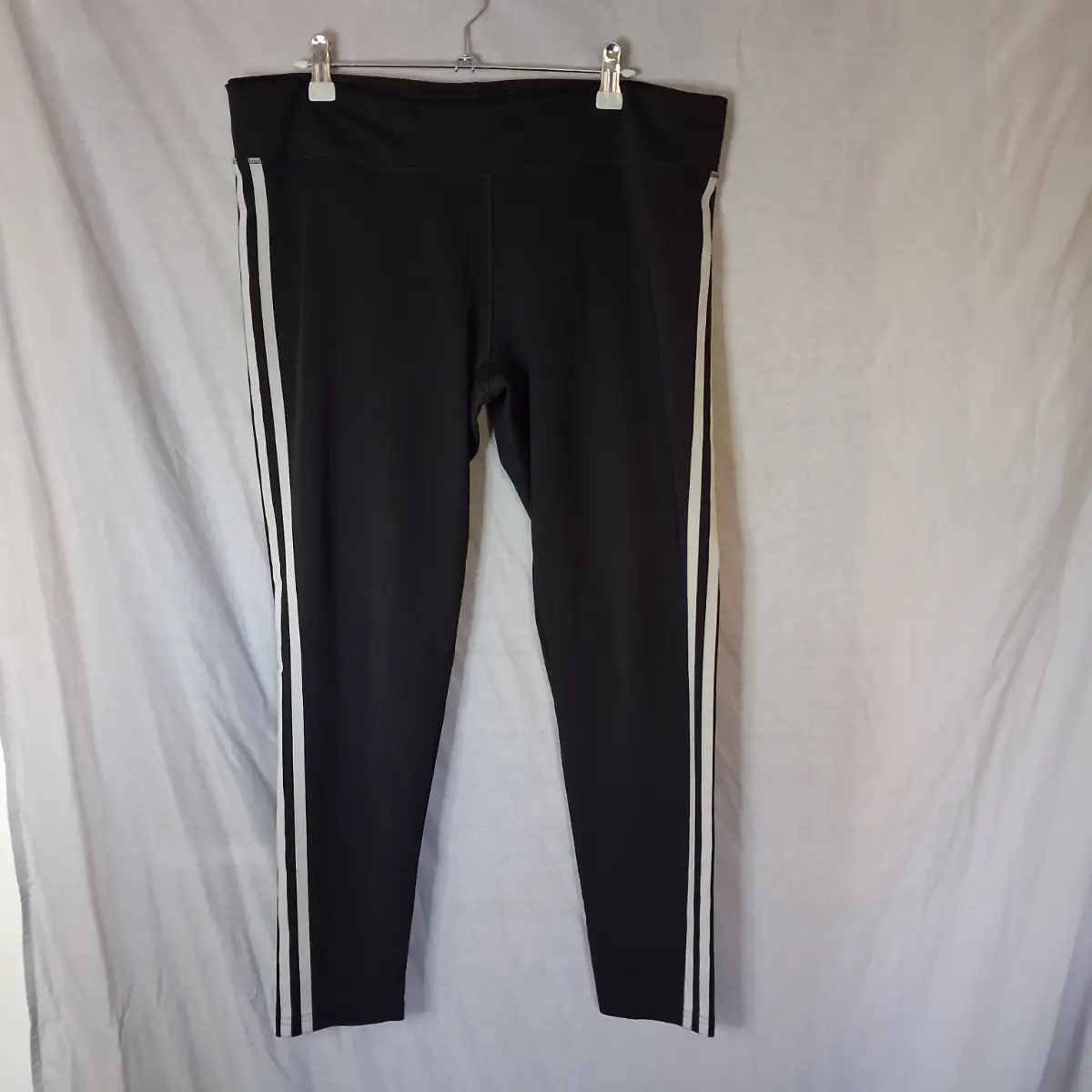 Adidas Black Three Stripe Leggings Climalite Gym Fit Size XL UK 20-22