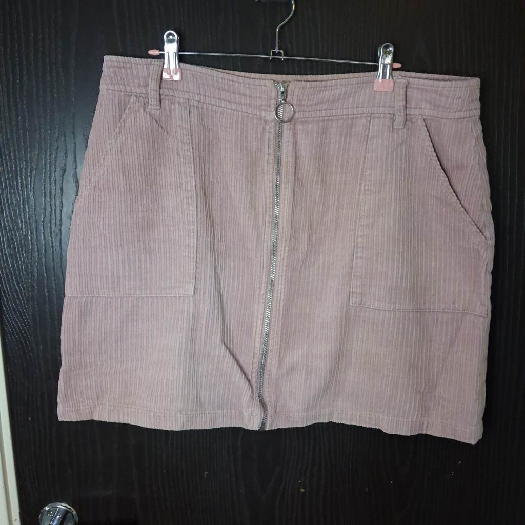 Tu Woman Pink Corduroy Zip-Front Mini Skirt - UK 14