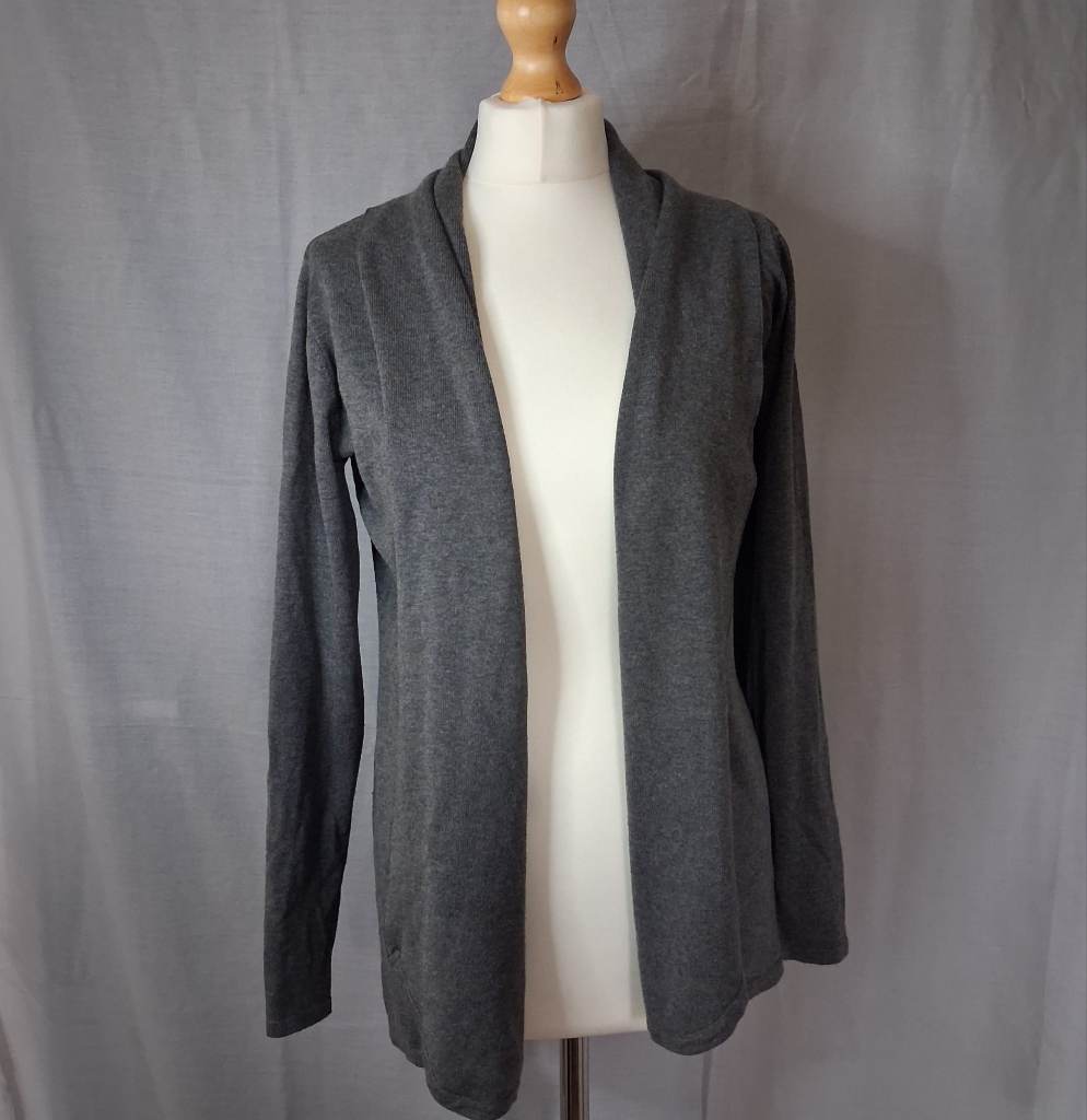 ​Cyrus Charcoal Grey Open Front Cardigan - Size Small (S) - Rayon Blend Waterfall Knit