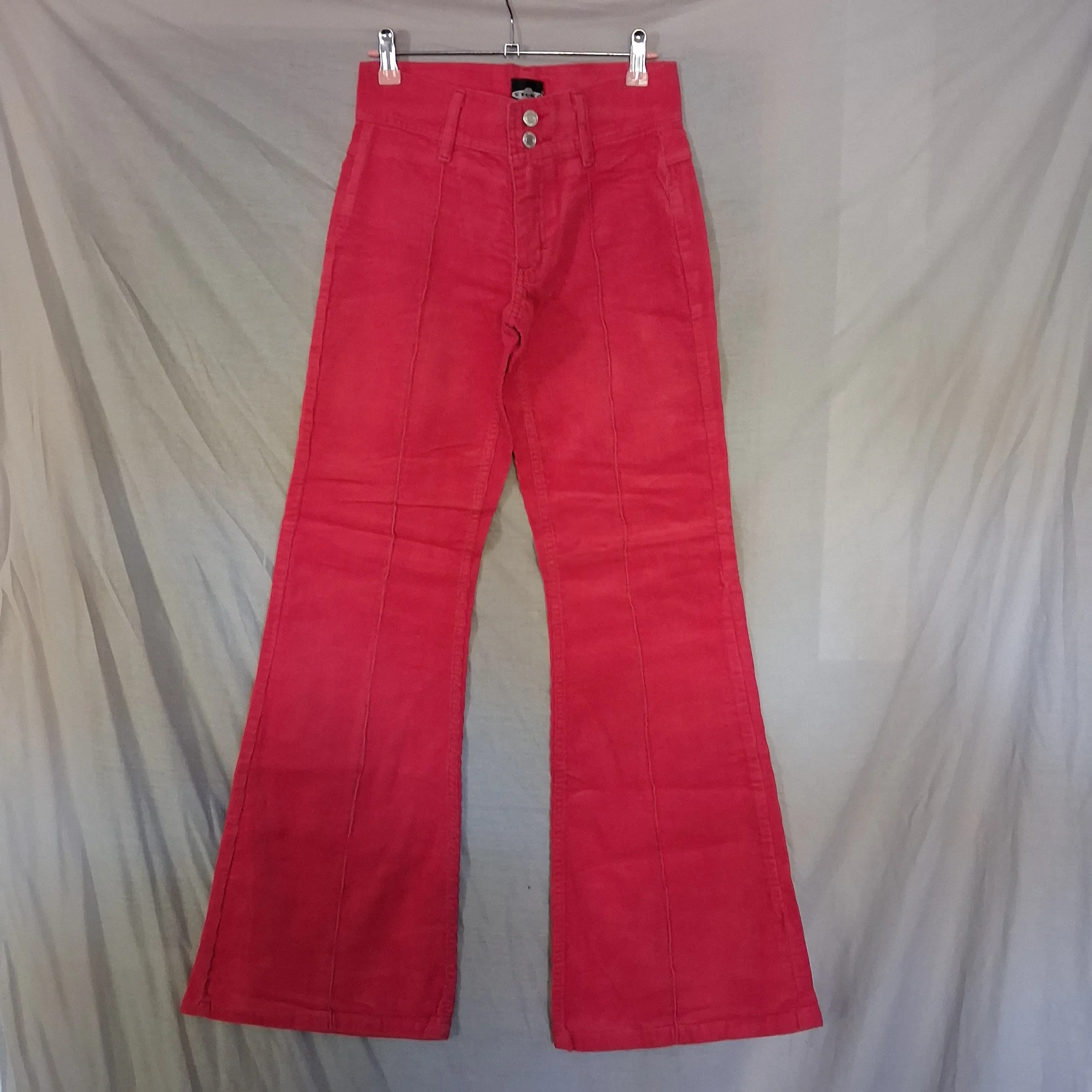 Vintage Stuka Red Corduroy Flare Trousers W28 UK 10 90s Y2K Cords