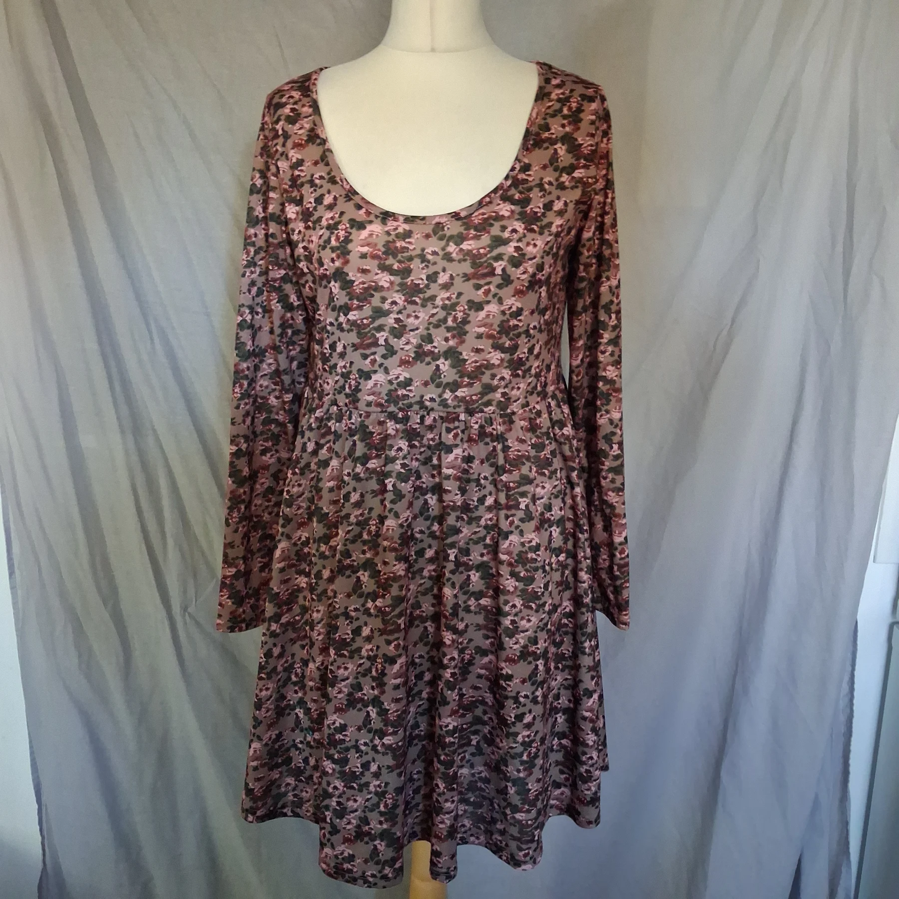 Simply Be Size 12 Brown Ditsy Floral Smock Dress