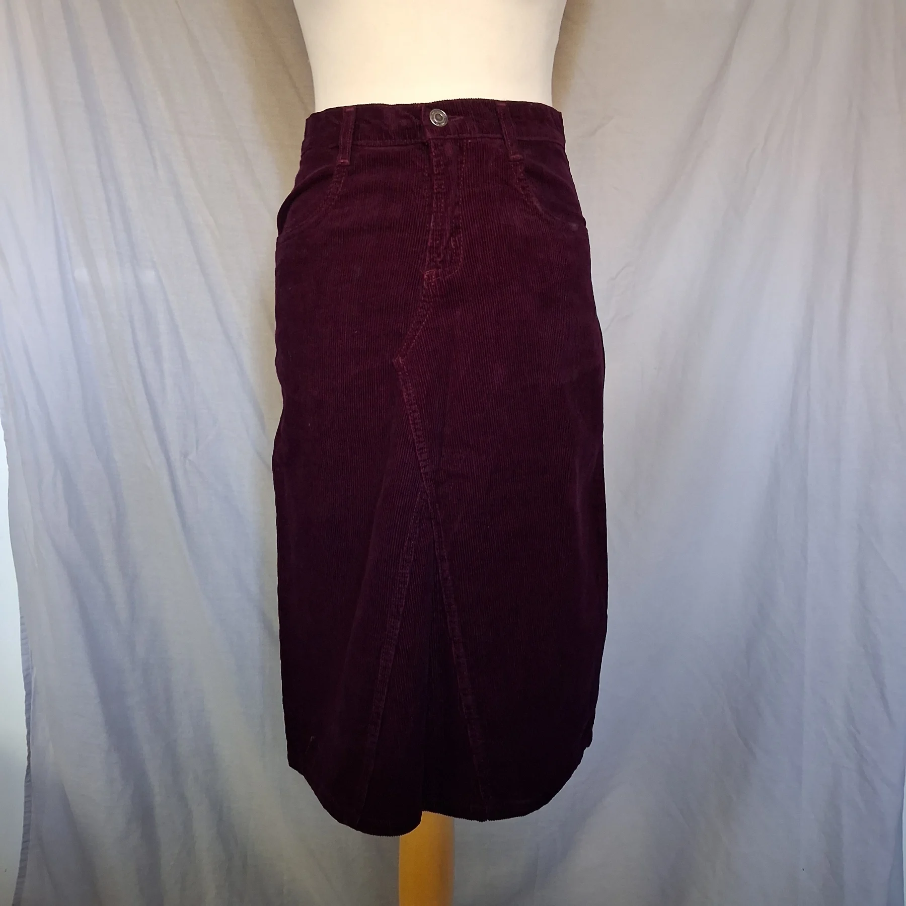 Vintage SPASE Denims Plum Corduroy Midi Skirt Size 10 NWT Retro 90s