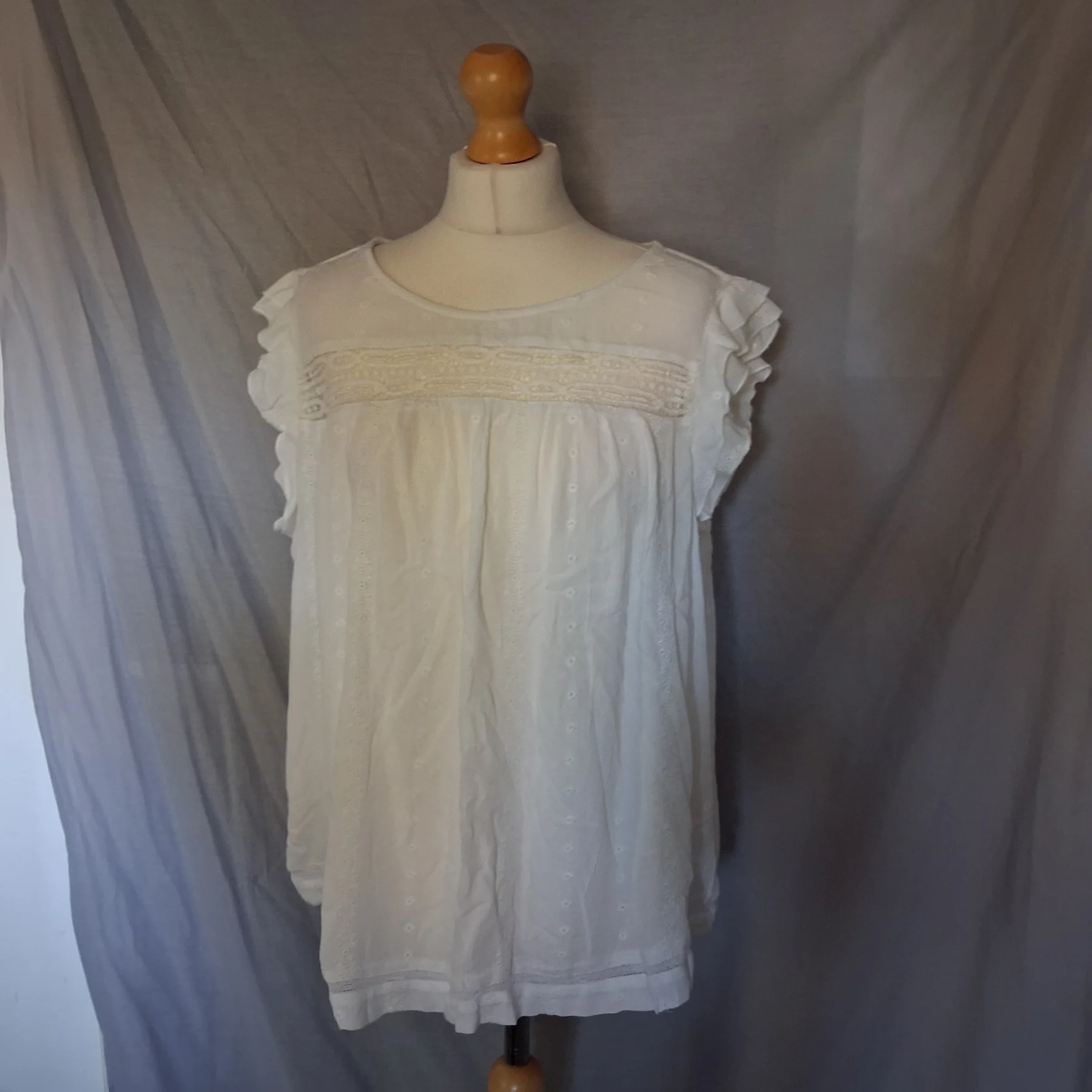 M&S Indigo Collection White Broderie Anglaise Top | UK Size 20