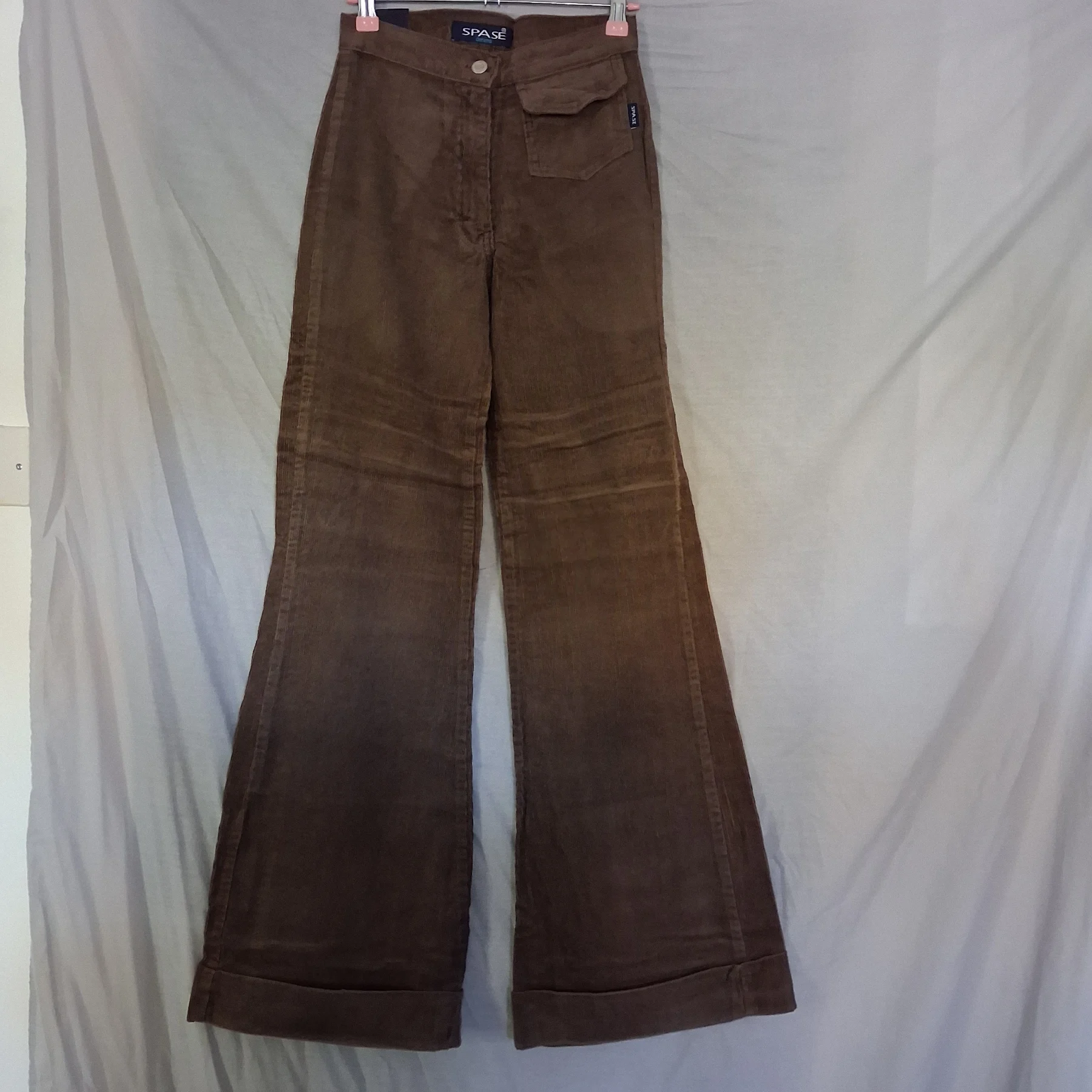 SPASE Denims Vintage Brown Fine Corduroy Flare Trousers NWT W26 L32 UK 8
