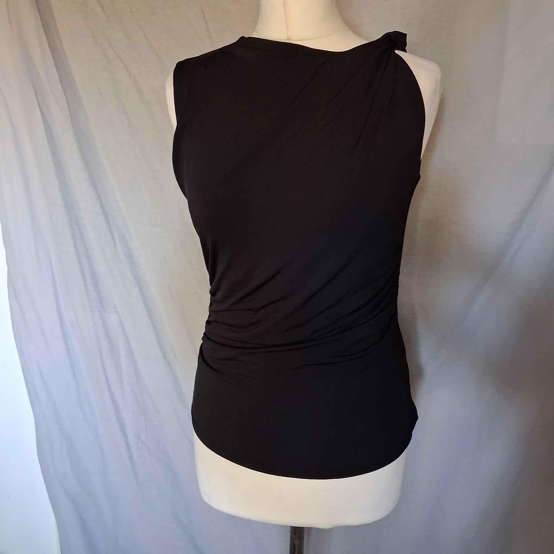 ​H&M Black Asymmetrical Ruched Top - Size M (UK 12)
