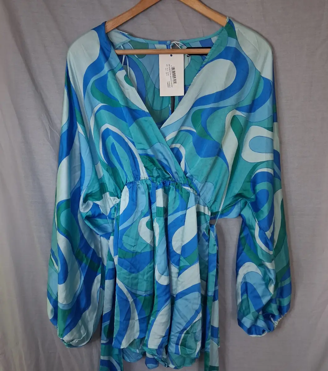In The Style Blue Abstract Print Belted Playsuit (BNWT)