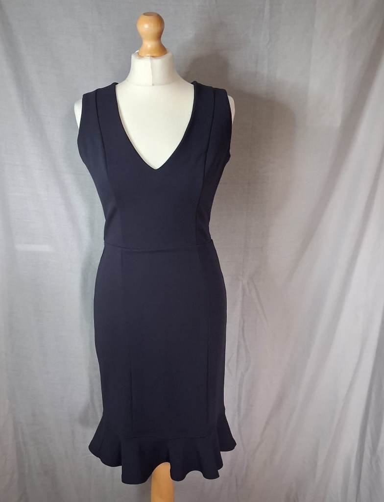 Lipsy London Navy Sleeveless Fluted Hem Midi Dress - BNWT - Size 10