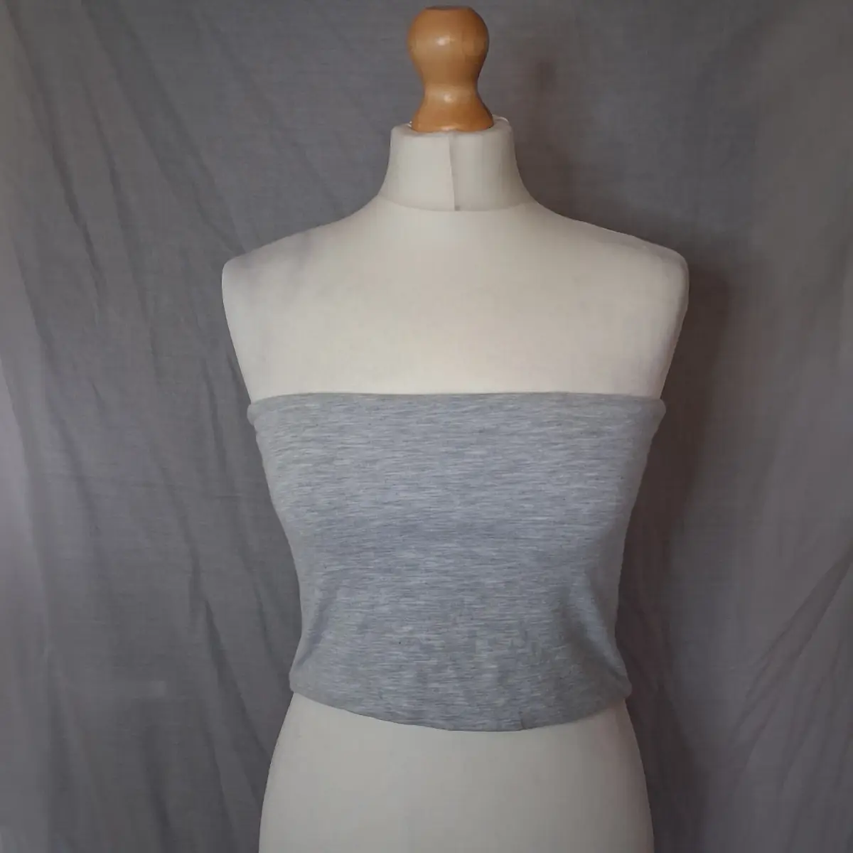 Vintage TOPSHOP Grey Marl Tube Top / Bandeau — Size UK 12 (Y2K / Indie Sleaze)