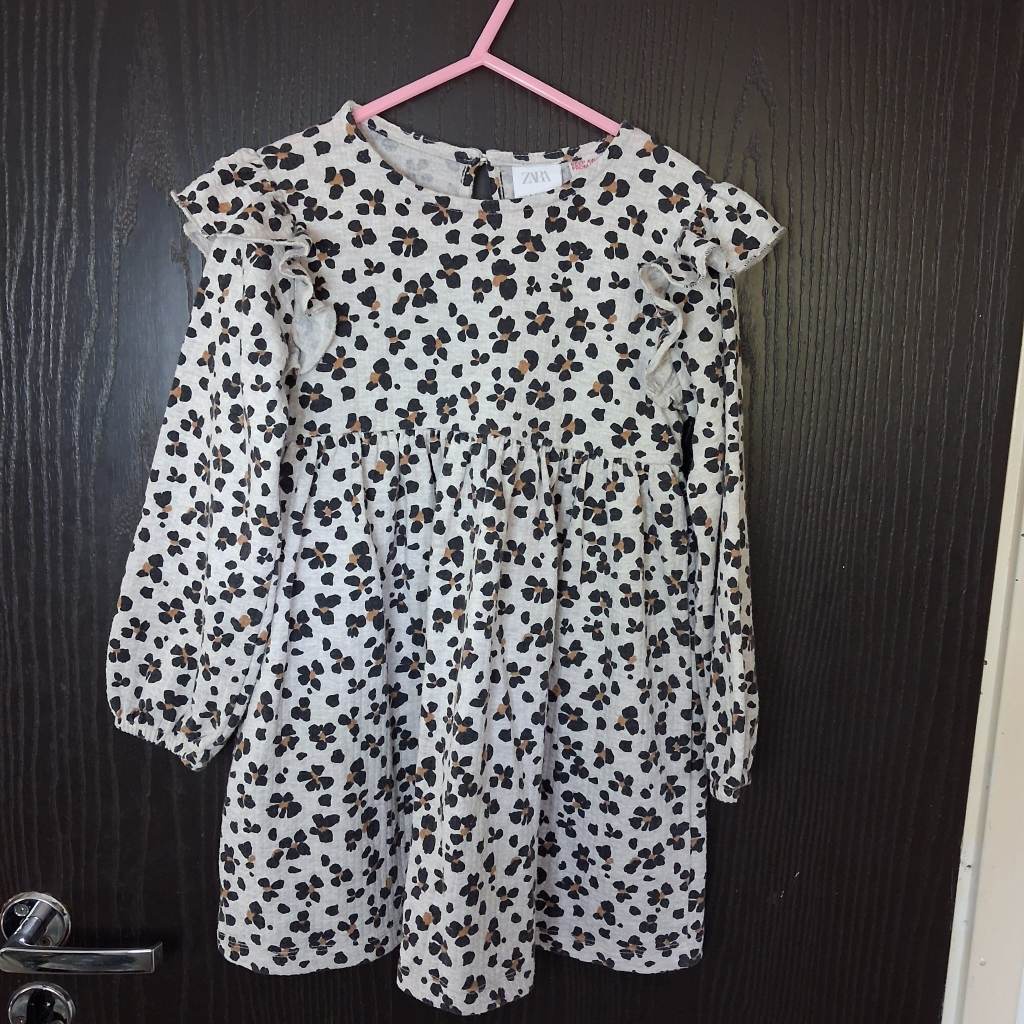 ​Zara Kids Girls Floral Textured Ruffle Dress (Age 4-5)