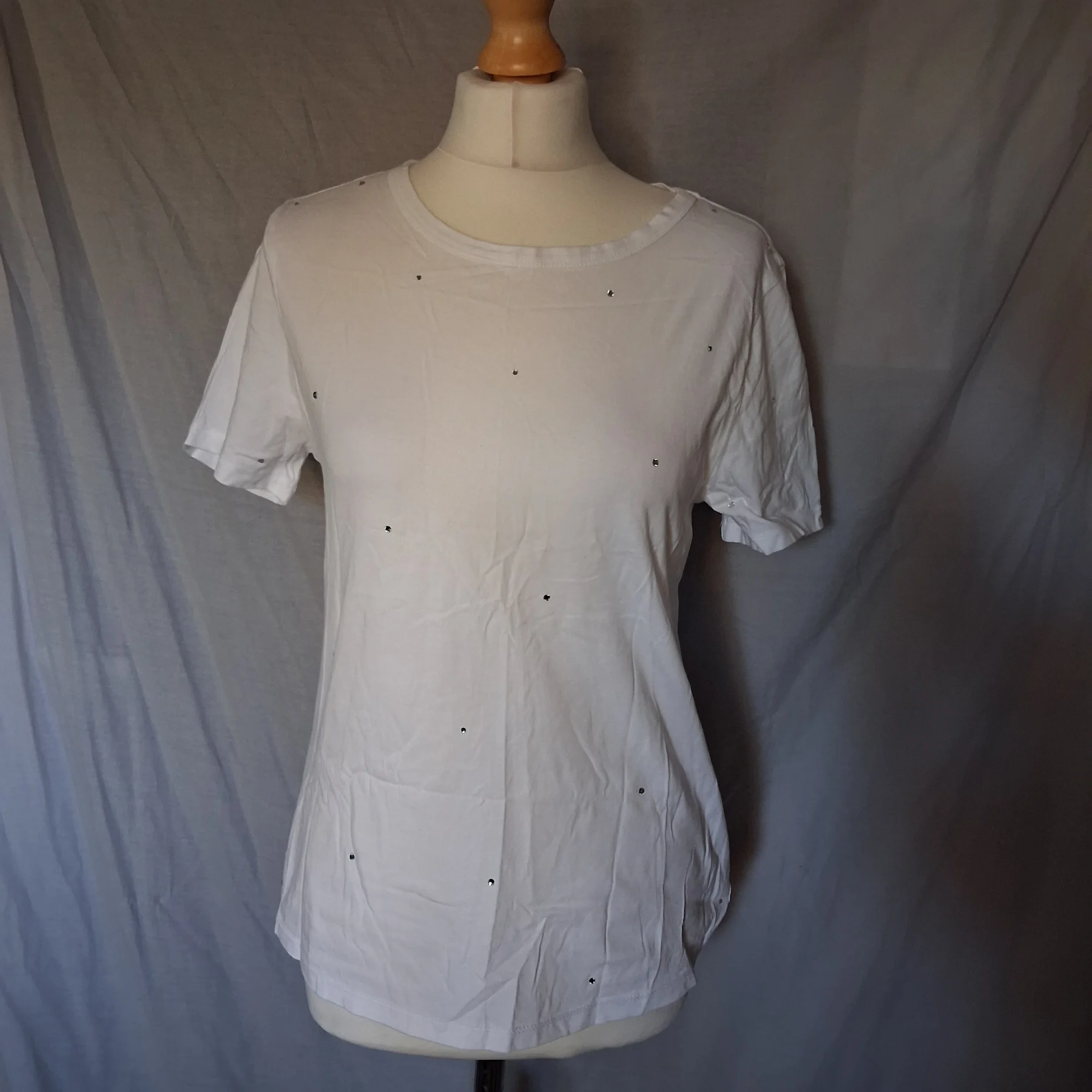 M&S Collection White Gem / Rhinestone T-Shirt - UK 10