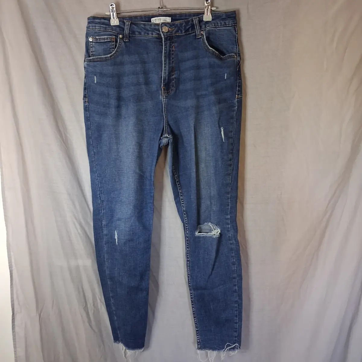 Primark Denim Co. Sculpting Blue Distressed Skinny Jeans - UK 18