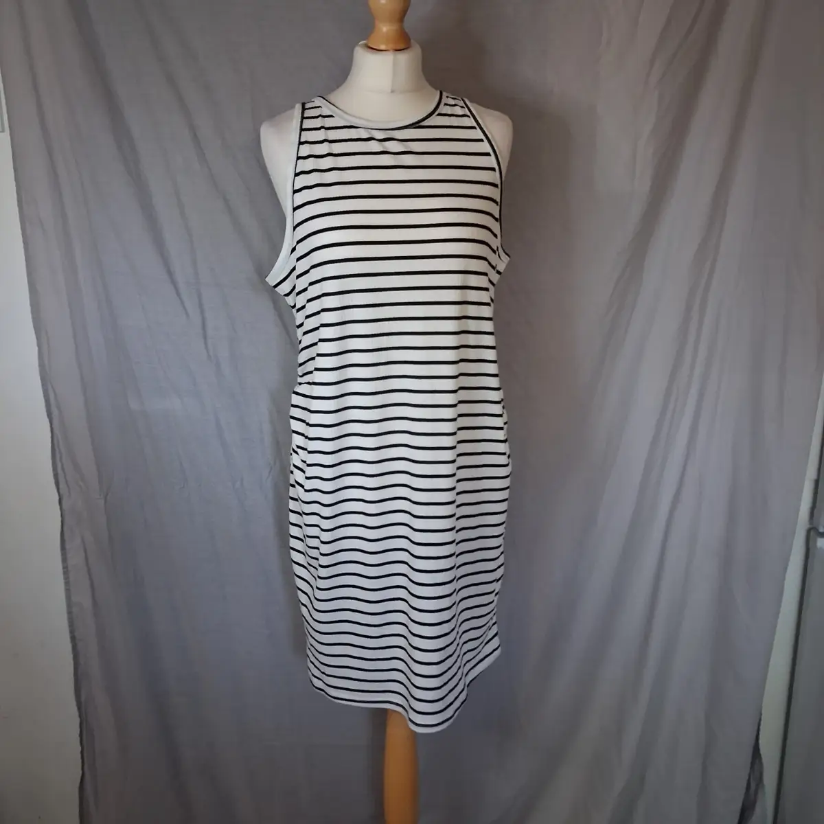 SHEIN Black & White Striped Ribbed Sleeveless Bodycon Dress Size XXL (UK 14)