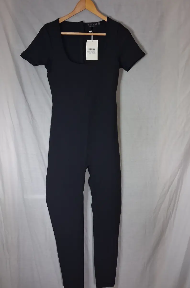 ​In The Style Black Ribbed Sculpt & Control Full Length Unitard - Size 16 (NWT)