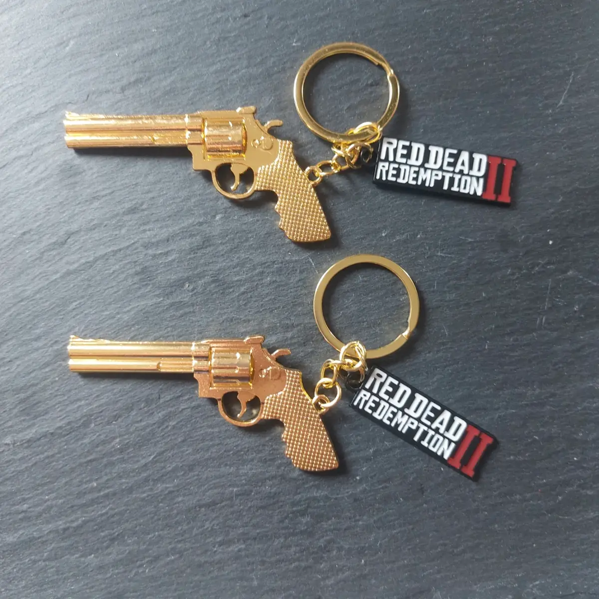 2x Gold Red Dead Redemption Keyrings/Bag charms