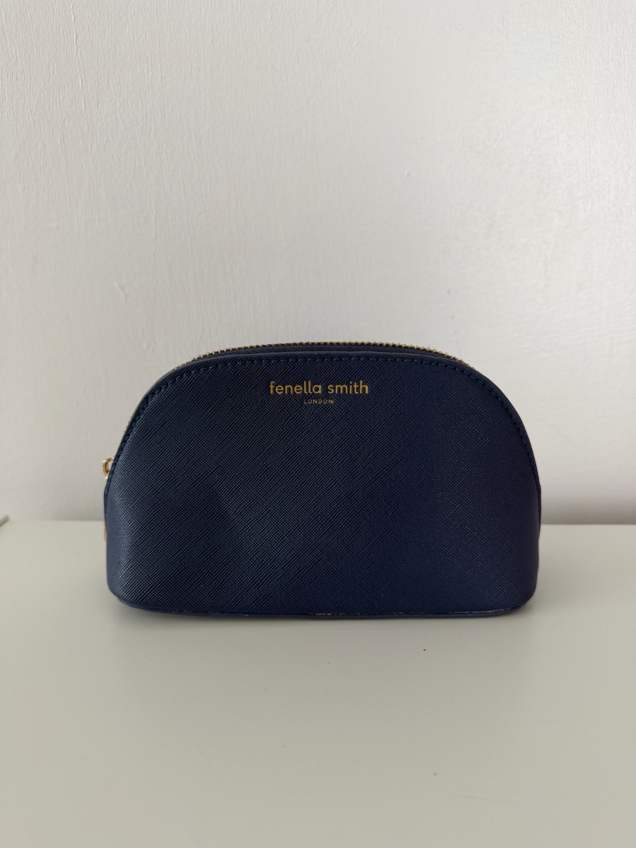 Fenella Smith London Navy Blue Dome Makeup Bag Cosmetic Pouch