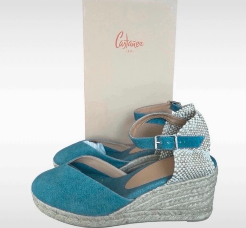 Castañer Summer Canvas Blue Wedges Espadrille Size 6 (EU
