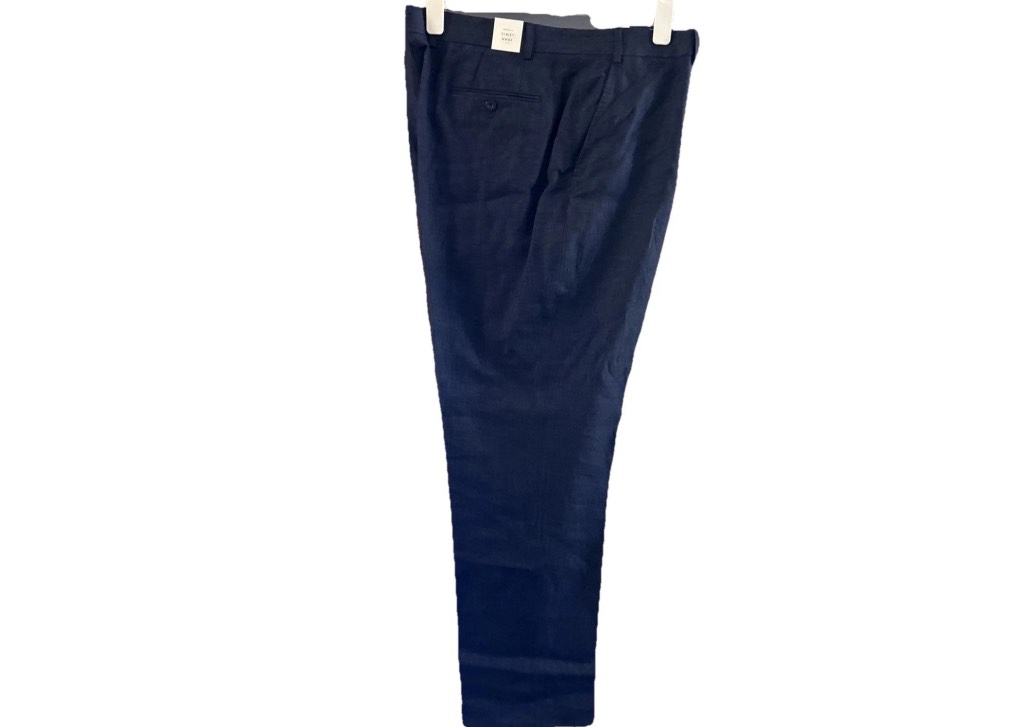 John Lewis Men’s Navy Linen Trousers – Size 40L – Mid-Rise Dress Pants