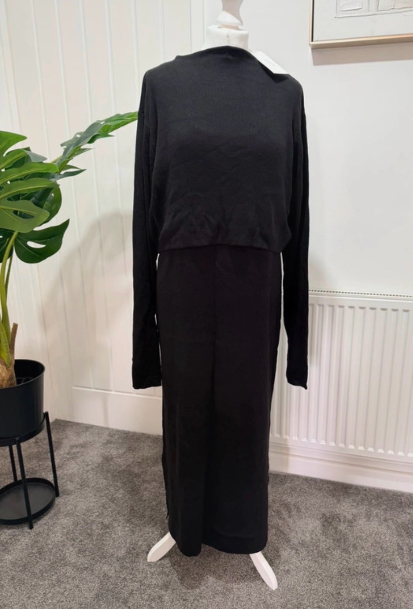 Noppies Maternity Nursing Dress & Jumper Set Size 20 Black 2-in-1 RRP £79