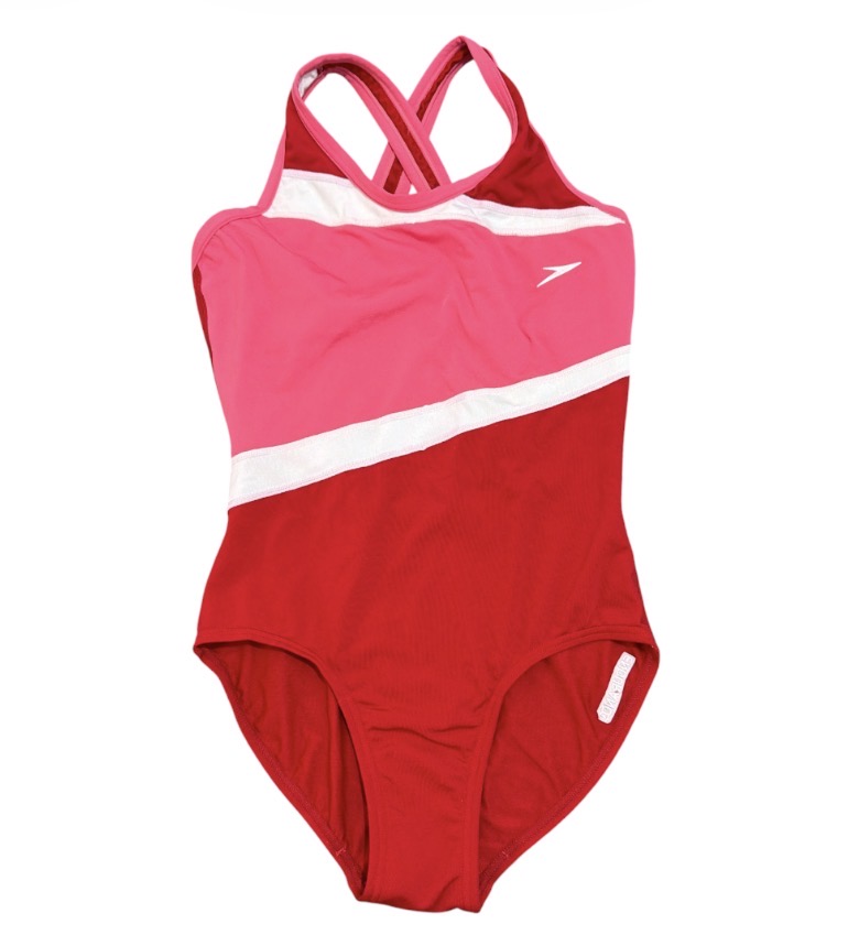 Speedo Girls Endurance Red & Pink Swimming Costume Size 13-14 Years