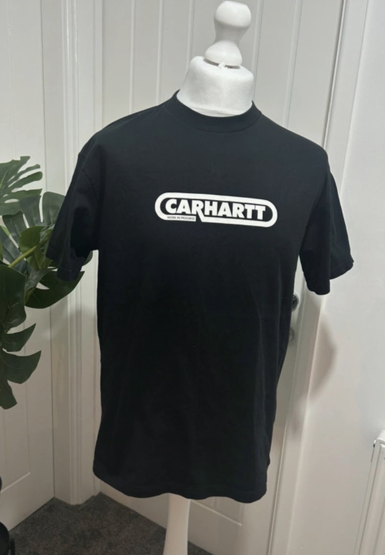 Carhartt Black WIP 'Fuse Script' T-Shirt Size M White Chest Print
