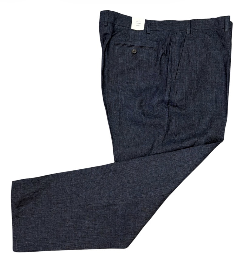 John Lewis Navy Linen Summer Trousers Size W42 100% Premium Summer Holiday Wedding Work