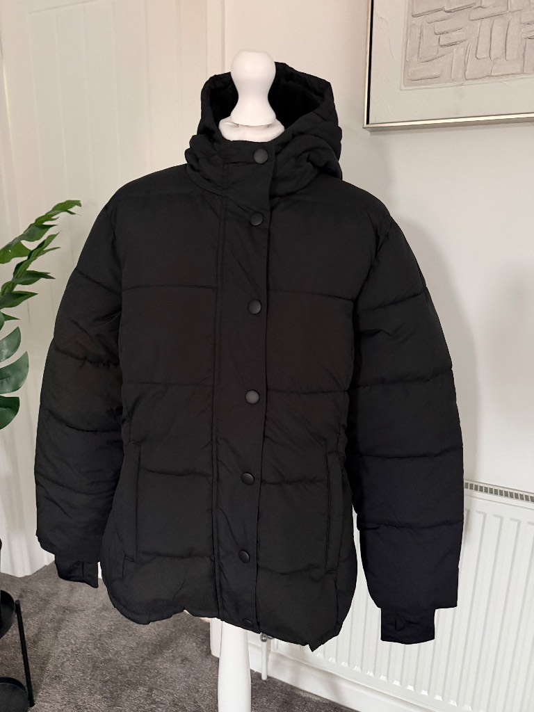 Amazon Quilted Coat Size L - Black Fleece Lined RRP£49