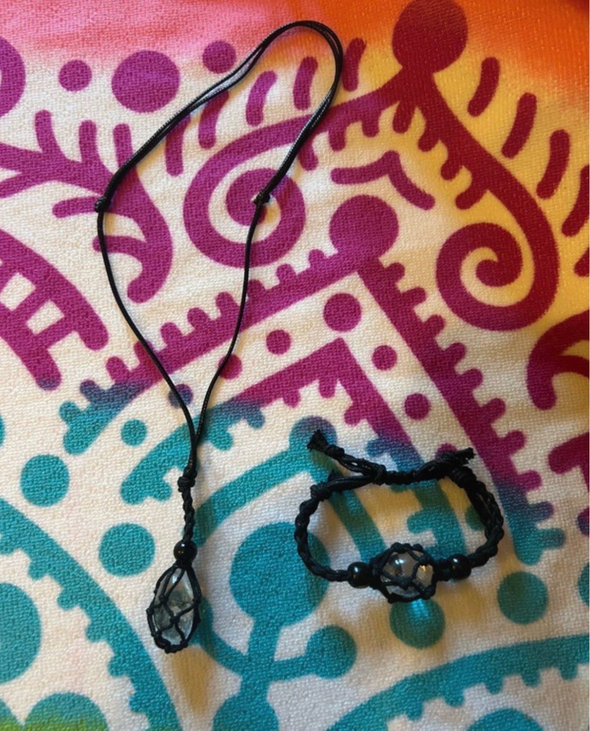 Healing Crystal Clear Quartz Rope Jewellery set