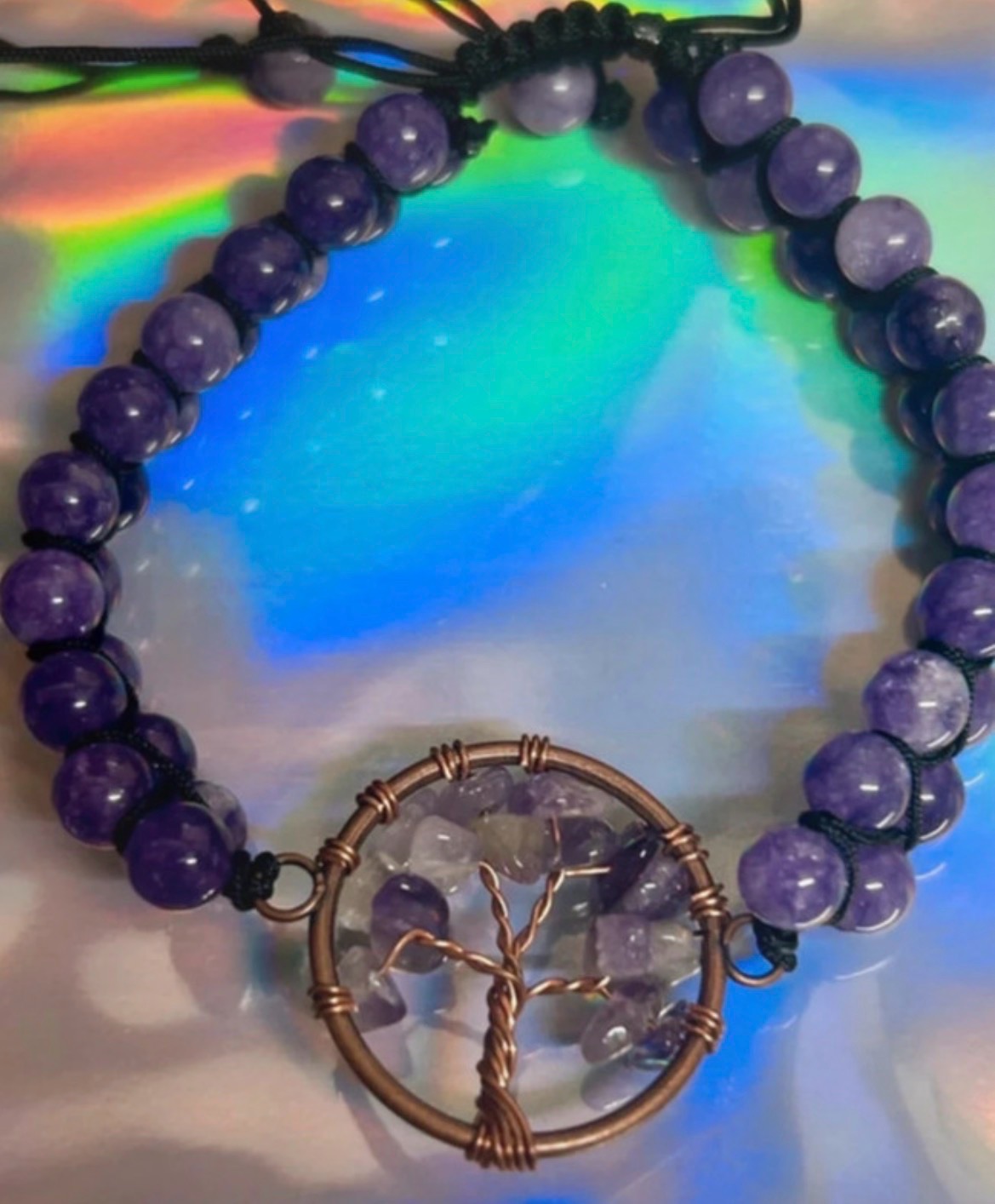Purple Mica Double Banding Adjustable Bracelet
