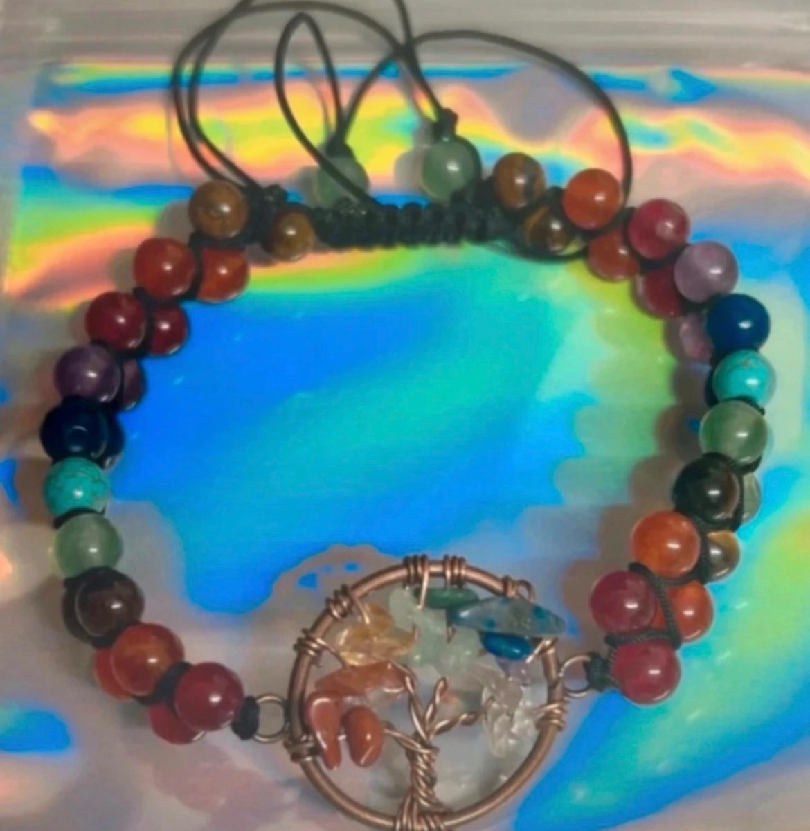 Double banding Reki chakra tree of life bracelet