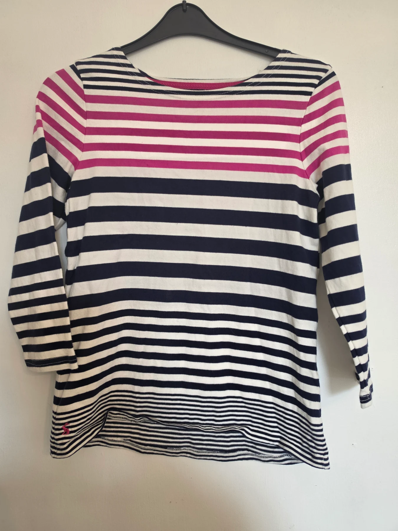 Joules striped 100% cotton 3/4 sleeved top size 10