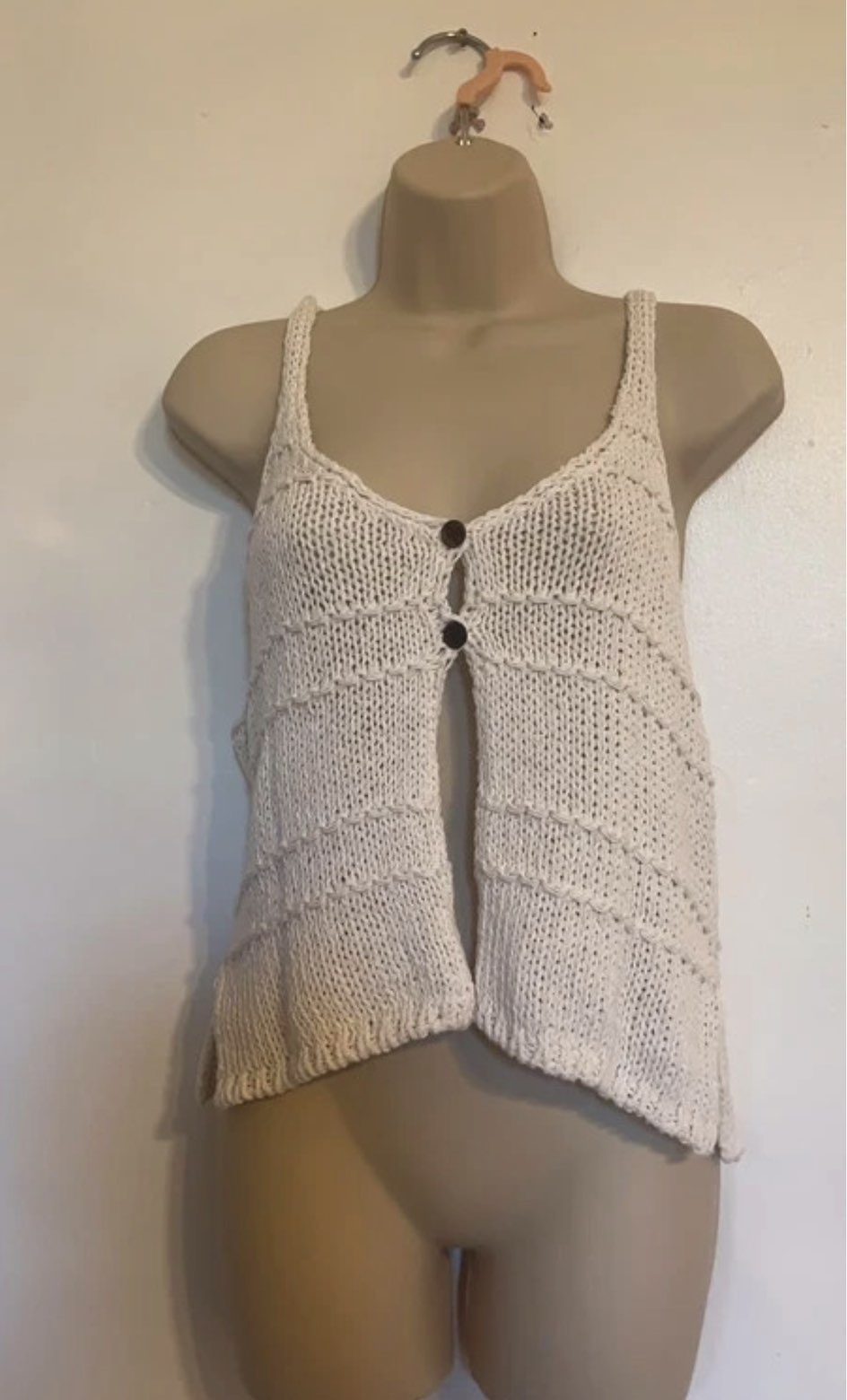Urban outfitters white crochet open vest top size medium new without tags