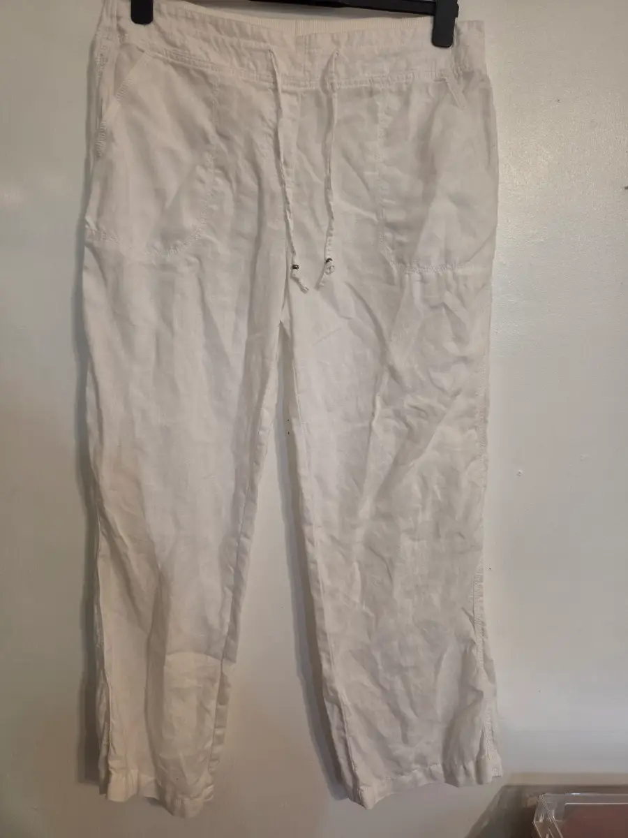 White summer linen trousers size 14 short leg
