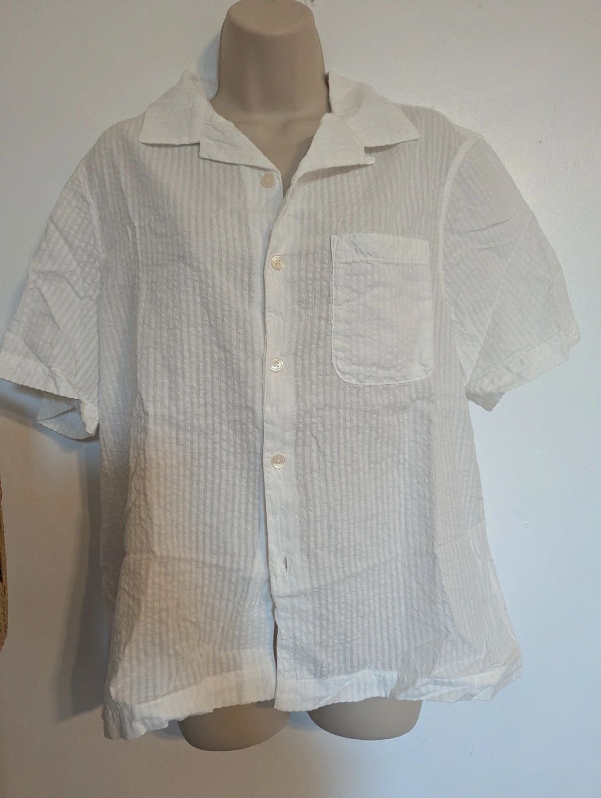 Mens summer seersucker white shirt new and tagged size s