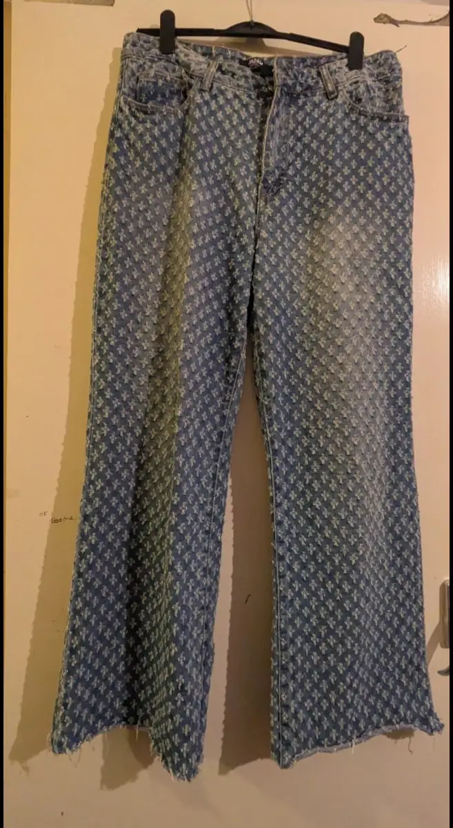 Jaded London Light Blue Distressed Slouchy Fit Jeans - Waist 32