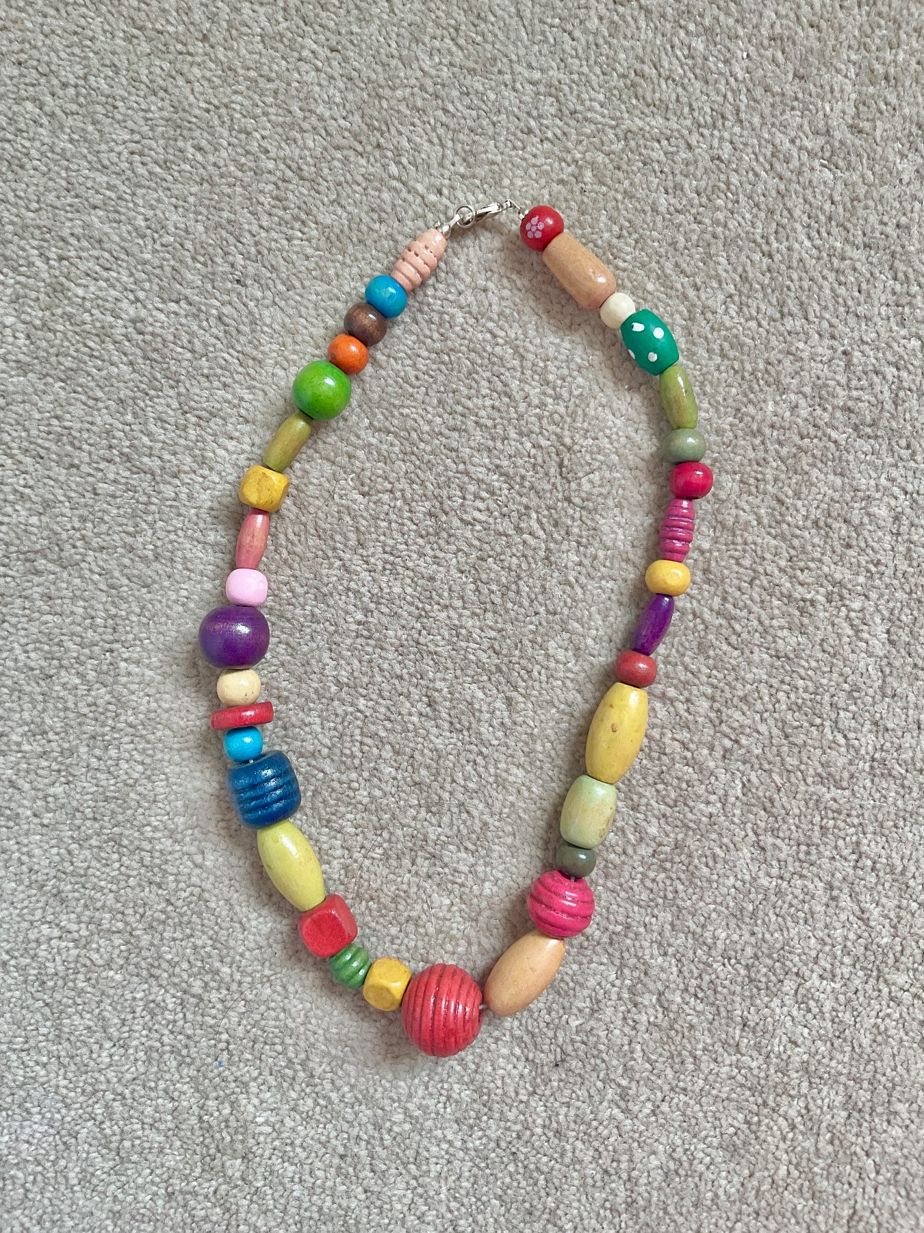 Colourful wooden beaded necklace