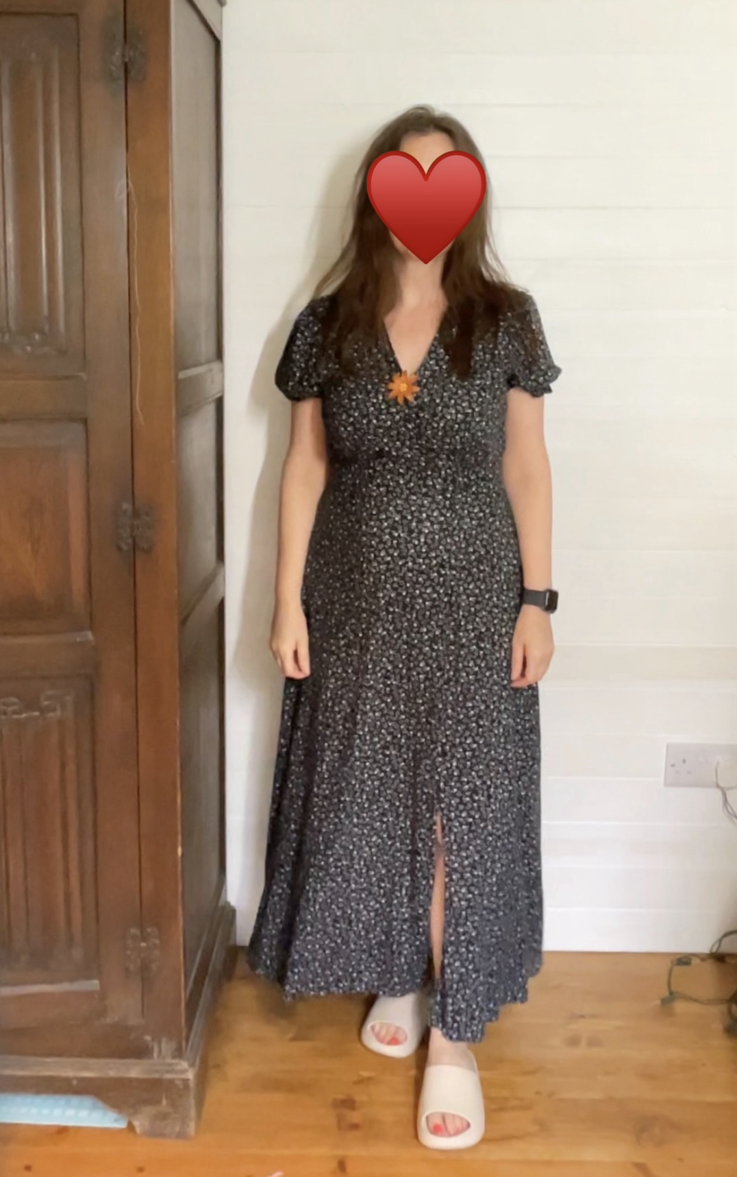 Black and white ditsy print tea dress, size 10