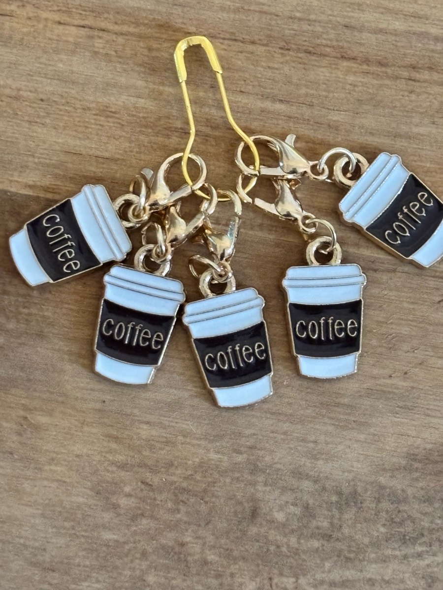 Coffee cup clip on Stitch markers, bag charms or keyring charm etc