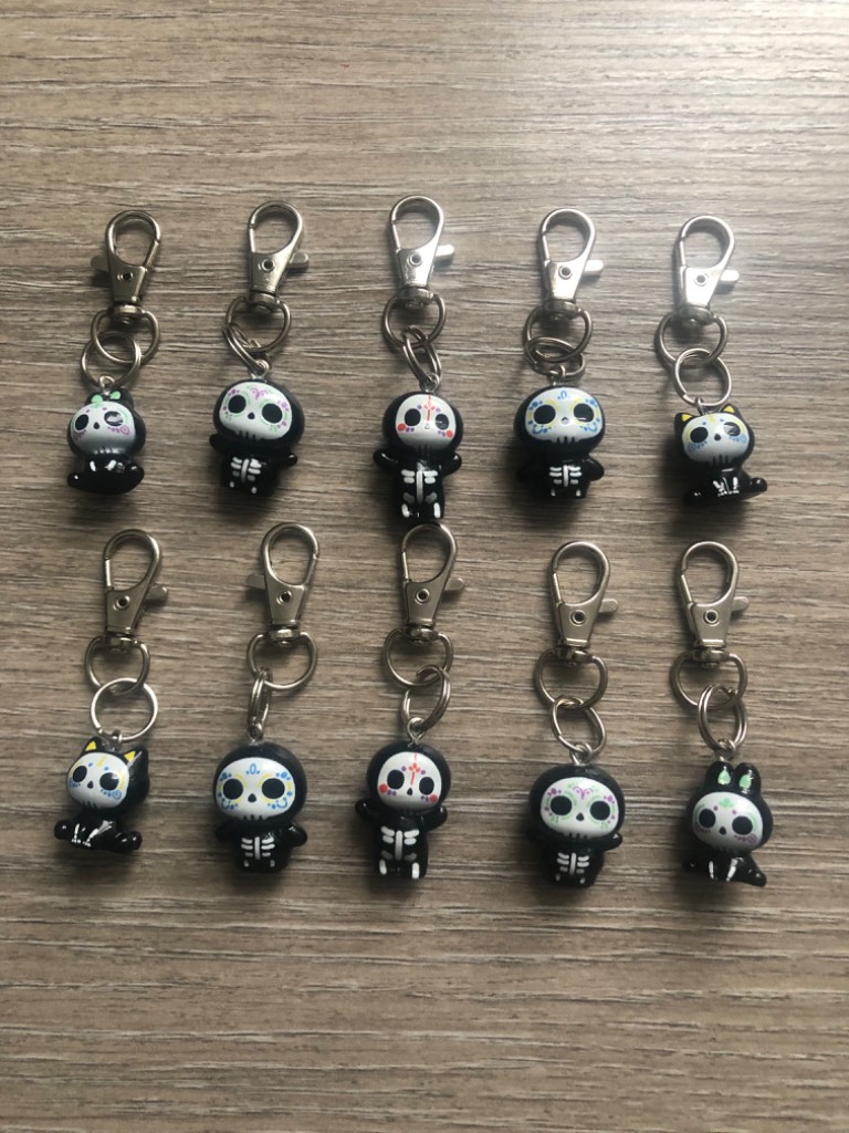 Set of 10 spooky bag charms or keyrings