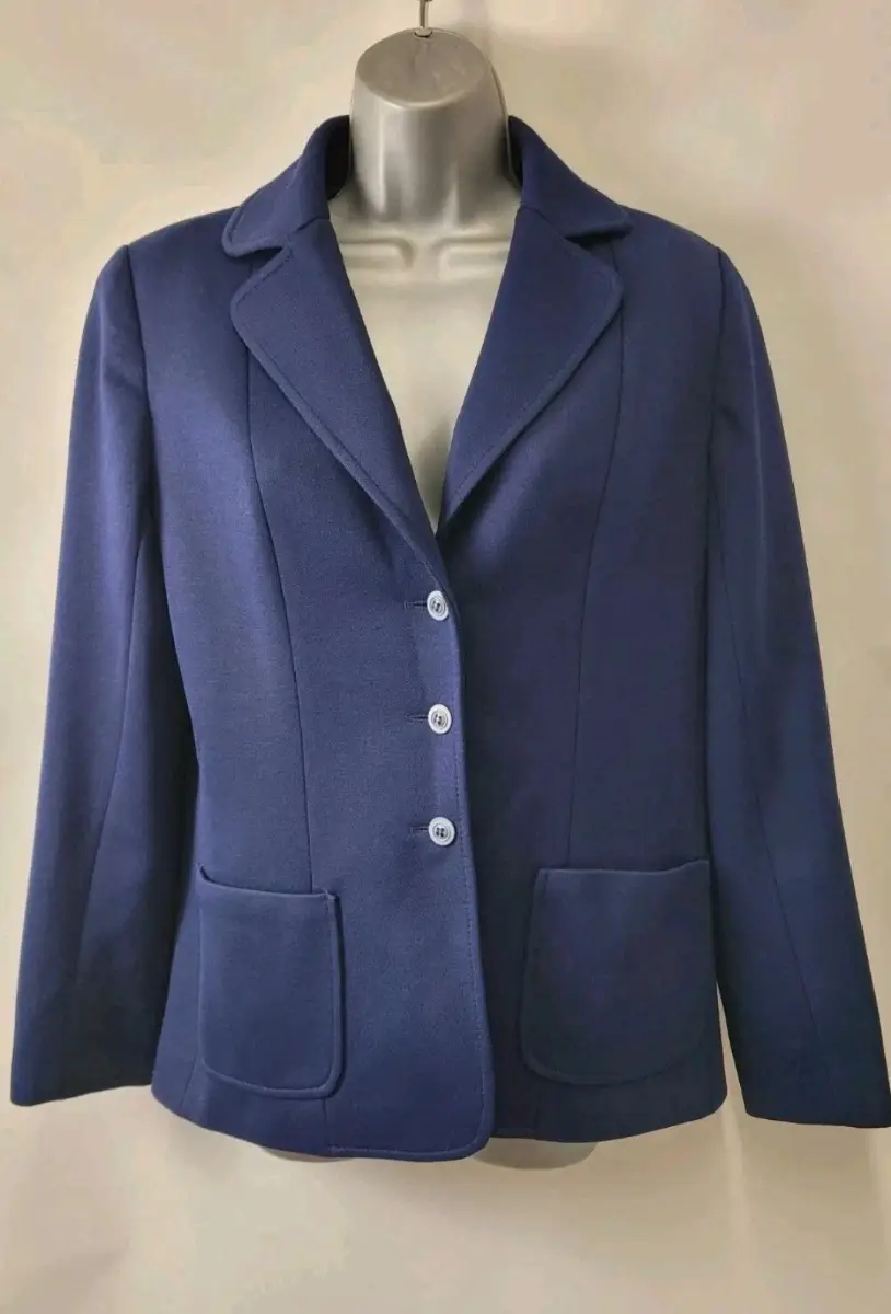 Vintage Dereta Blue Blazer, Ladies Size 12/14, 12% Wool, Lined, Buttons, gc