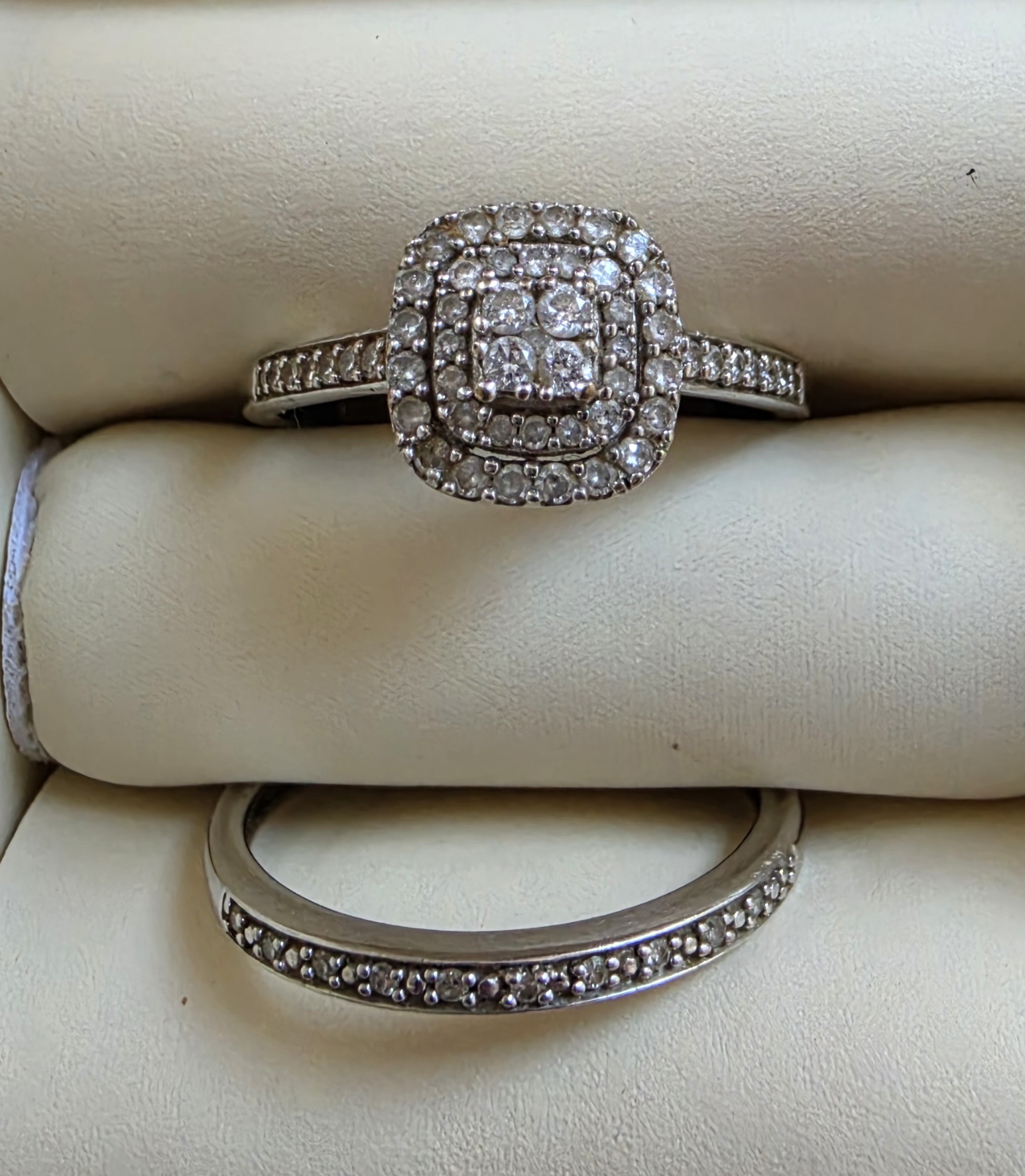H Samuels Perfect Fit 9ct White Gold Bridal Set 0.40ct Diamond Ring Size S