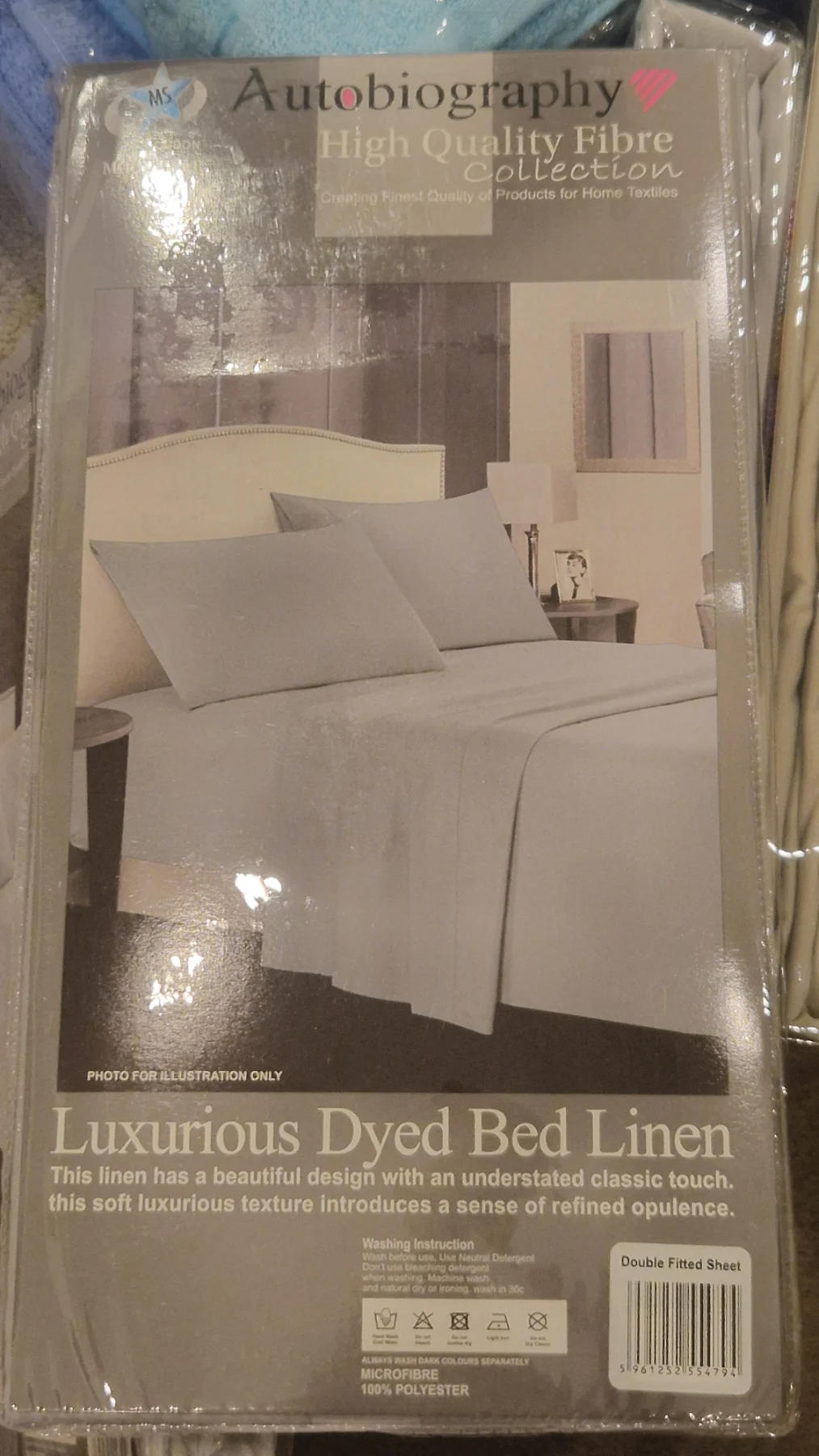 Autobiography High Quality Fibre Luxury Grey Double Fitted Sheet