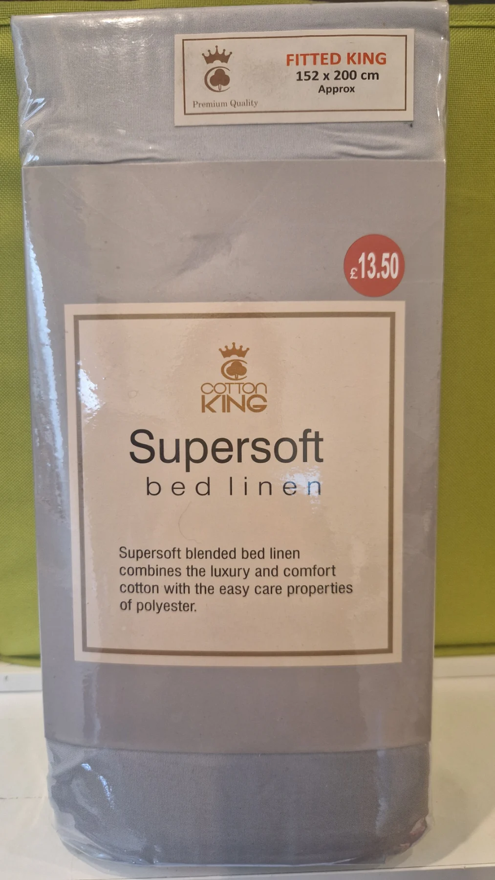 King Size Fitted Sheet in Light Grey by Cotton King