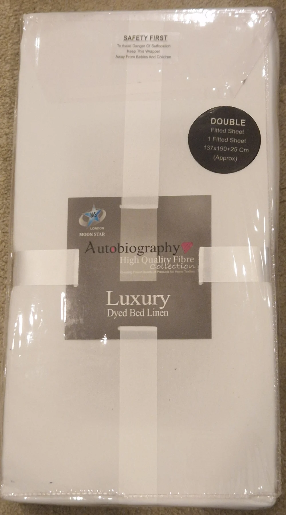 Autobiography High Quality Fibre Luxury White Double Fitted Sheet