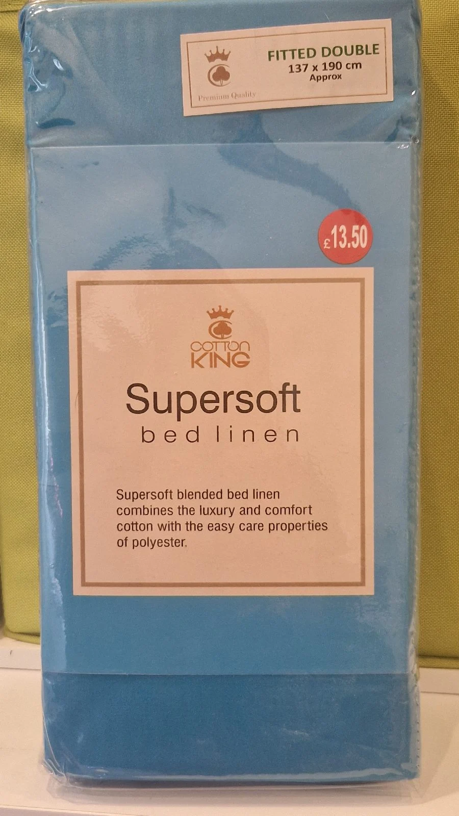 Fitted Double Size Supersoft Turquoise Blue Fitted Sheet by Cotton King