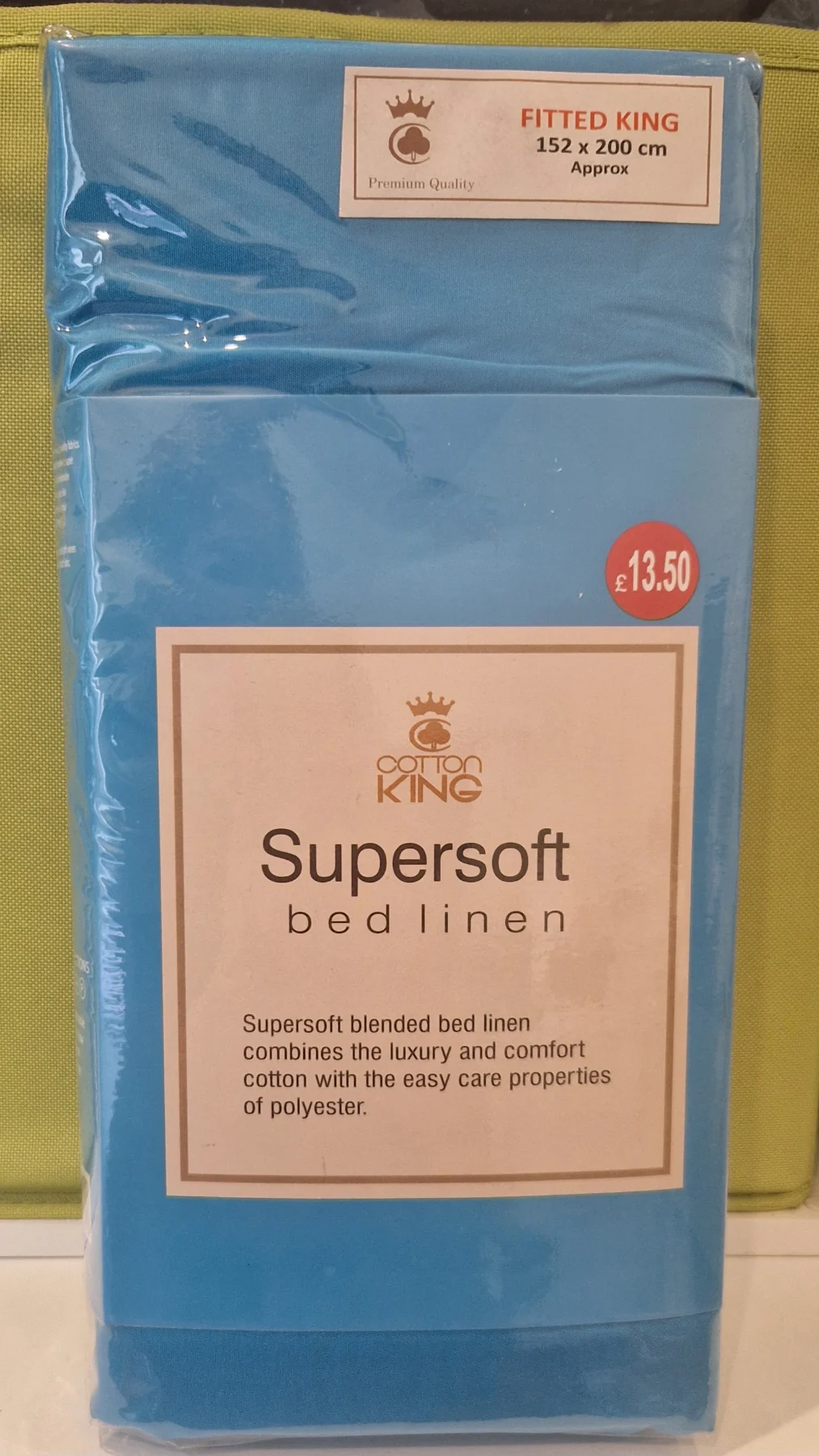 Fitted King Size Supersoft Turquoise Blue Fitted Sheet by Cotton King