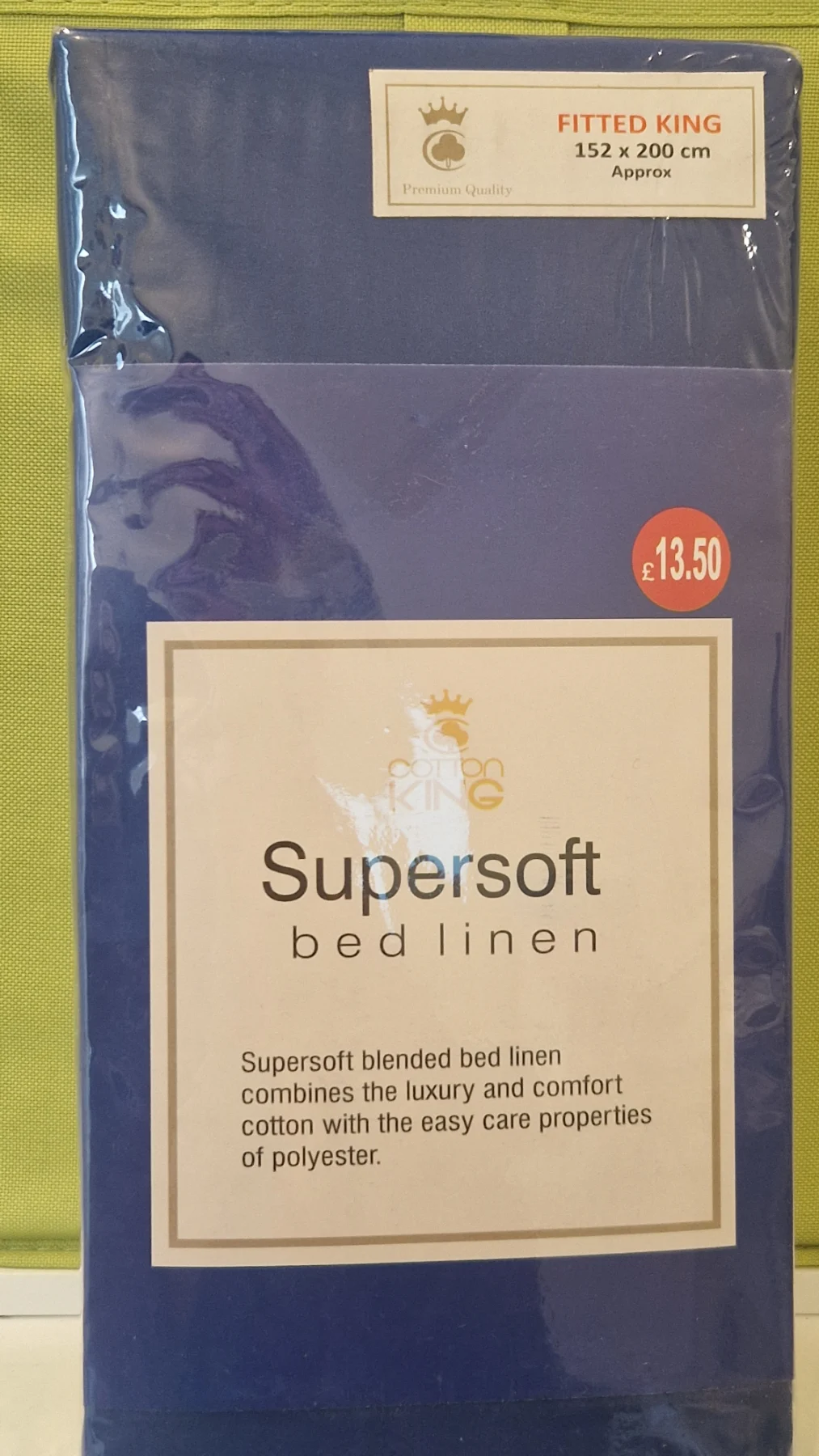 Fitted King Size Supersoft Blue Fitted Sheet by Cotton King
