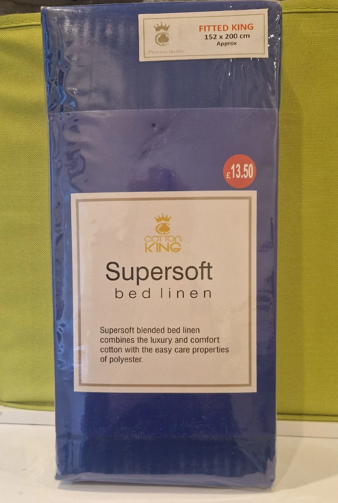 Fitted King Size Supersoft Bright Vivid Blue Fitted Sheet by Cotton King