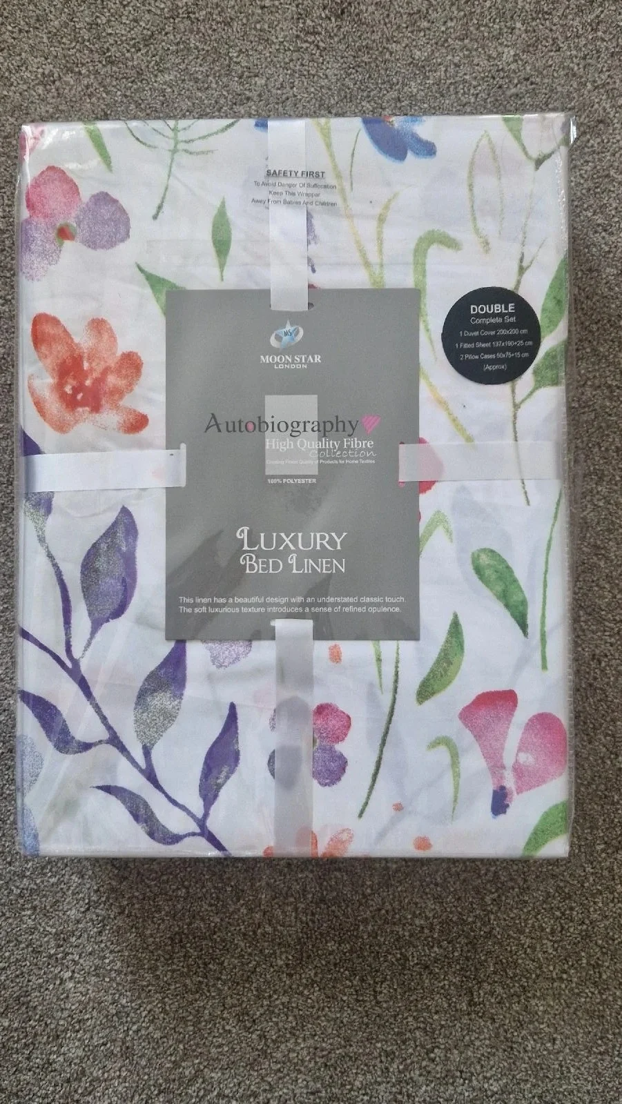Double Complete Set Autobiography Luxury Bed Linen White Floral