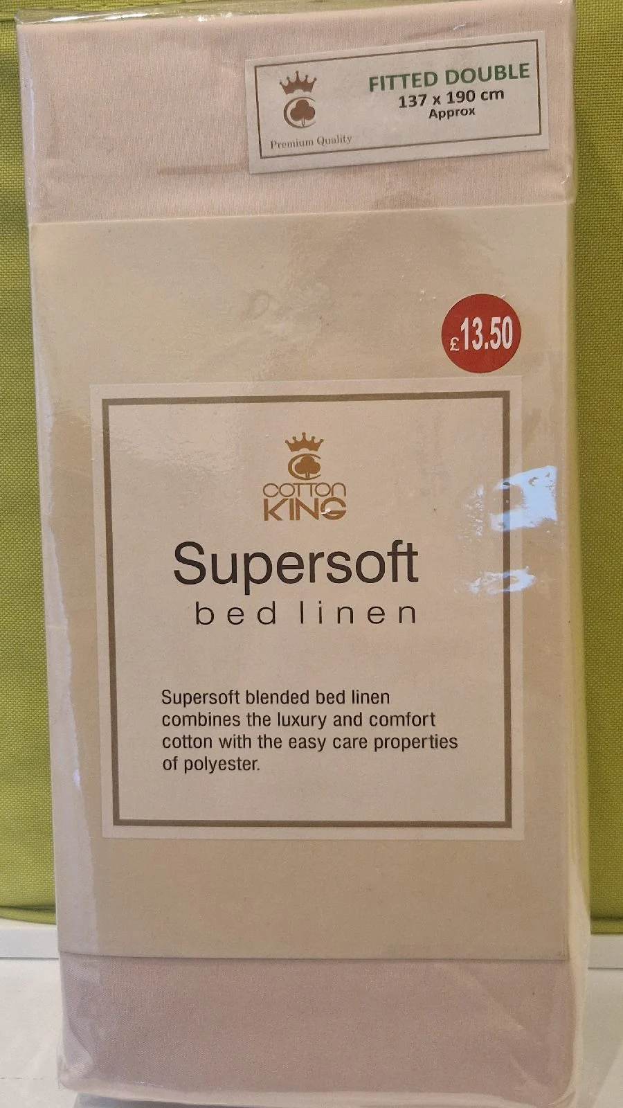 Fitted Double Size Supersoft Caramel Beige Fitted Sheet by Cotton King