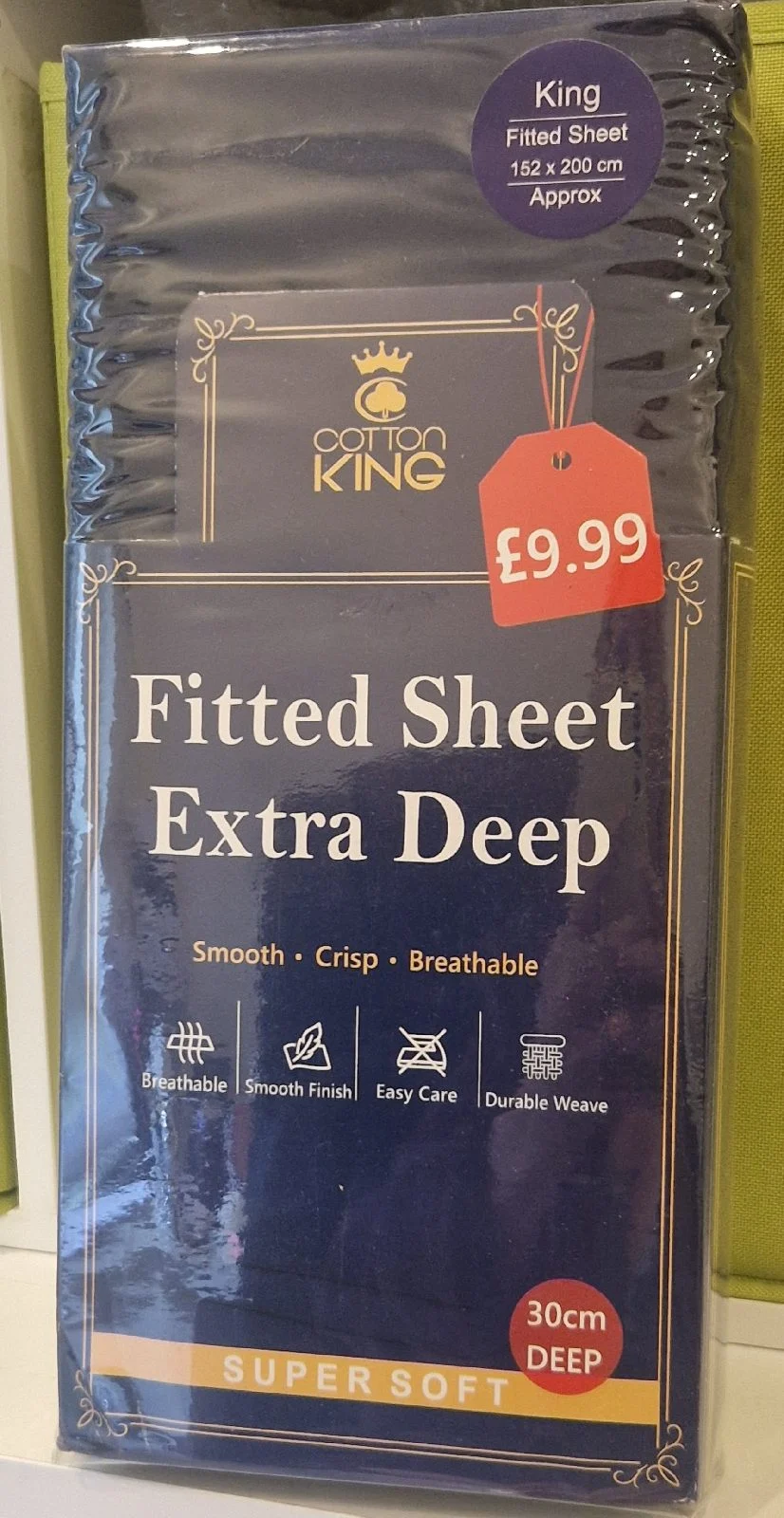 Fitted King Size Supersoft Blue Extra Deep Fitted Sheet by Cotton King
